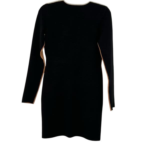 Diane Von Furstenberg Small Merino Wool Blend Sweater Dress Tan Black Colorblock - Picture 9 of 11